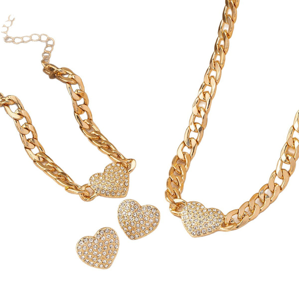 Heart-Shaped Jewelry Set with Necklace and Earrings