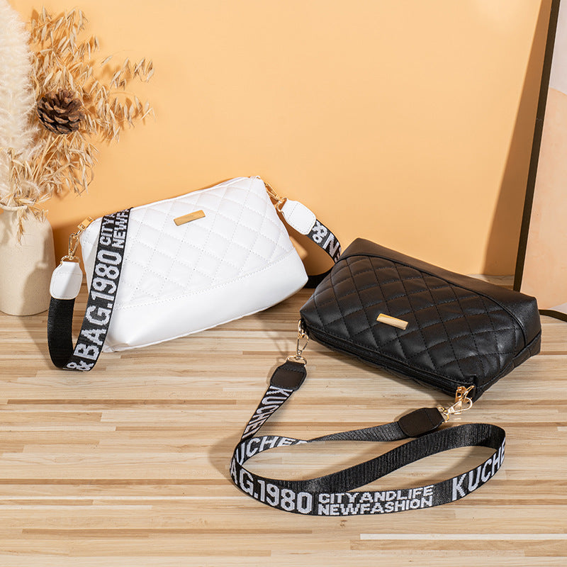 Embroidered Shoulder Bag - Small Square Bag for Women