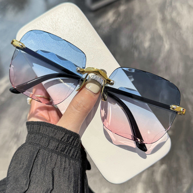 Frameless beveled sunglasses