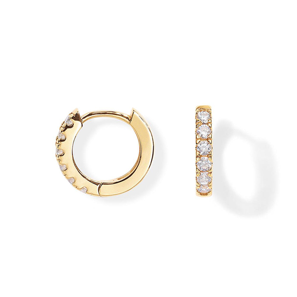 Copper-plated genuine gold round zirconia earrings
