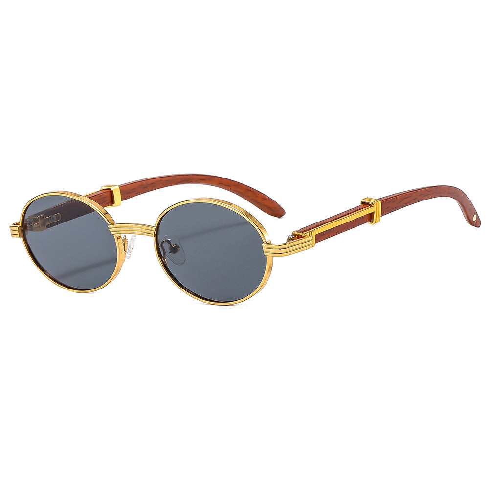 Wood-Grain Print Sunglasses UV Protection
