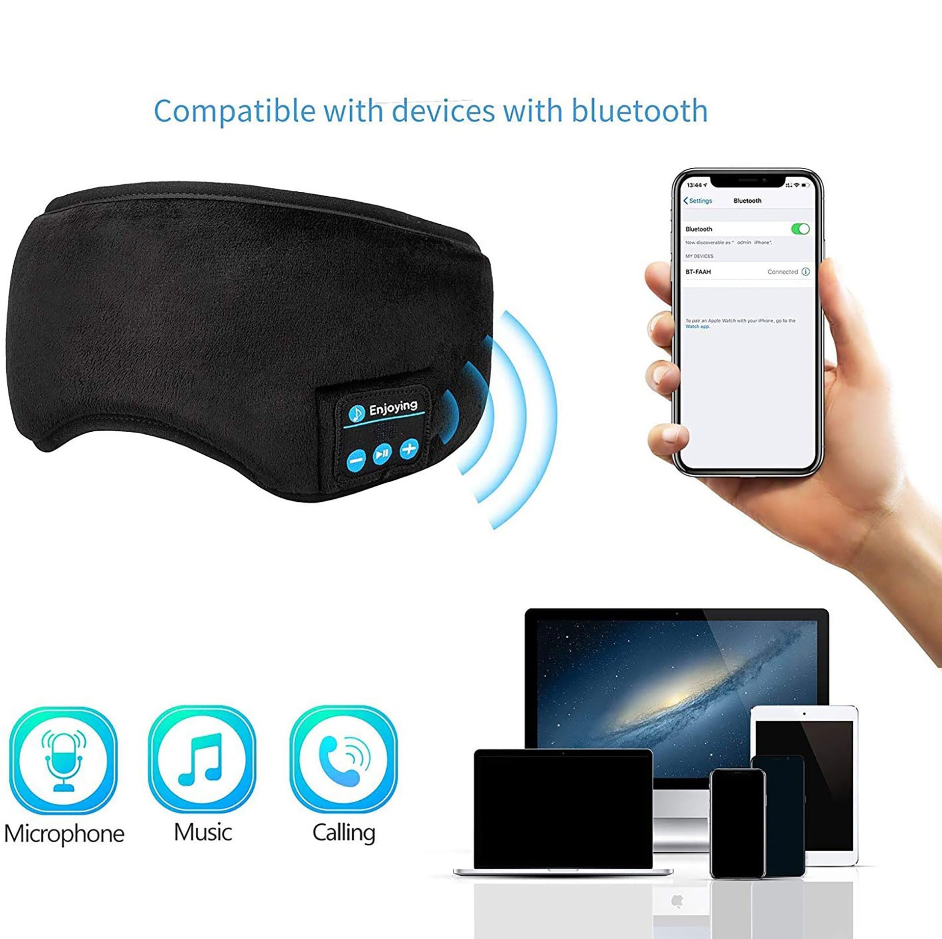 Wireless Bluetooth Sleep Eye Mask with Music and Call Function