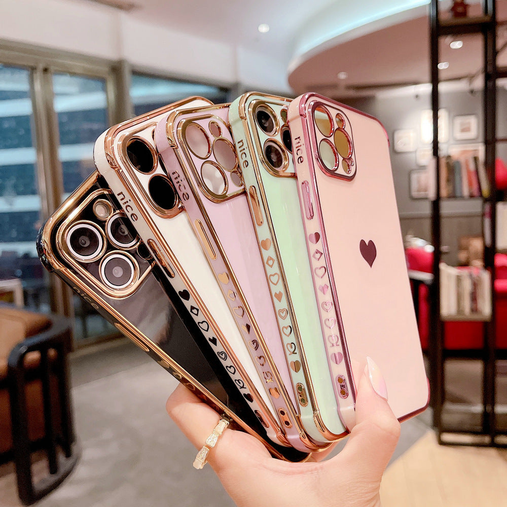 Electroplated love Apple 15 Side phone case