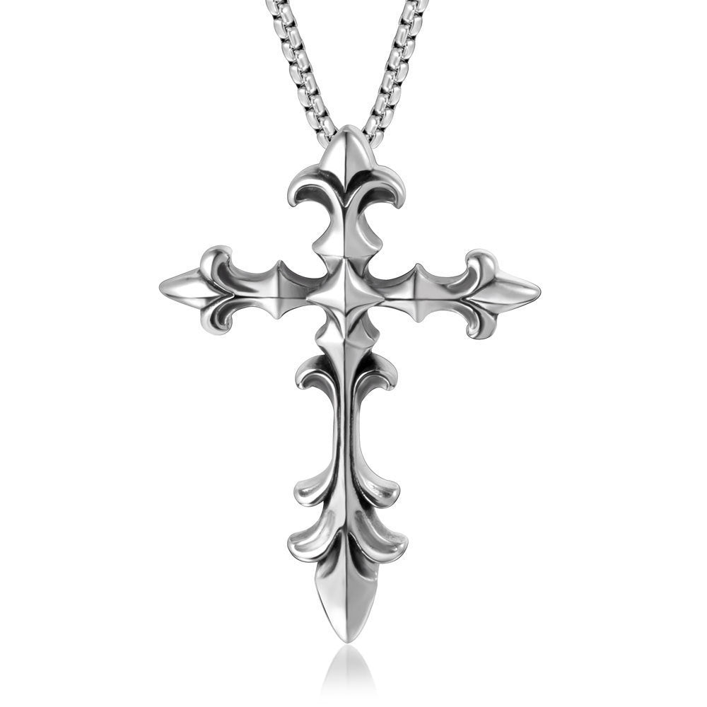 domineering double wolf head titanium steel pendant necklace