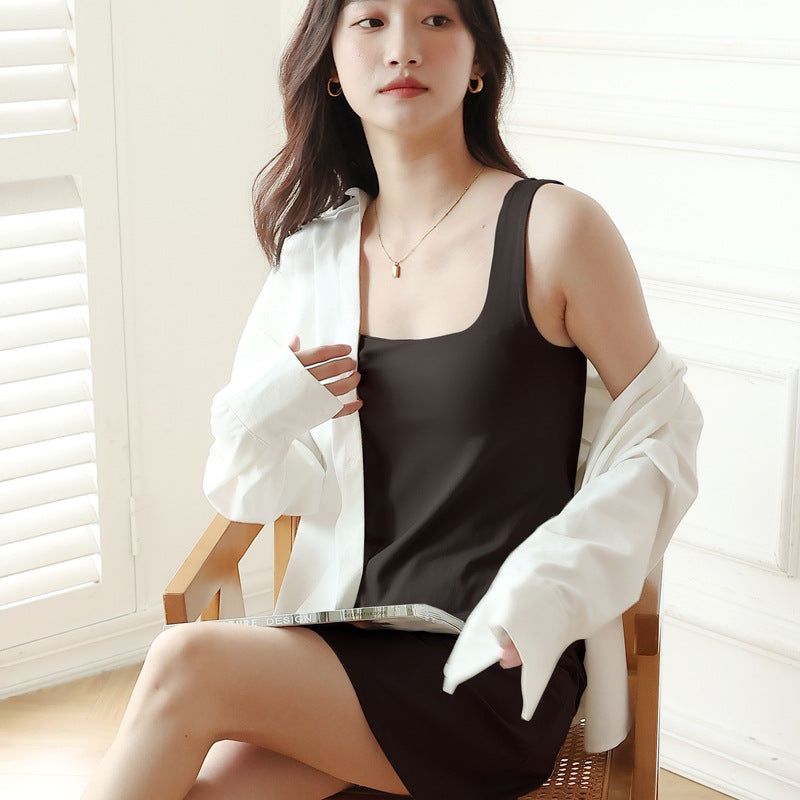 Base layer dress with built-in bra support