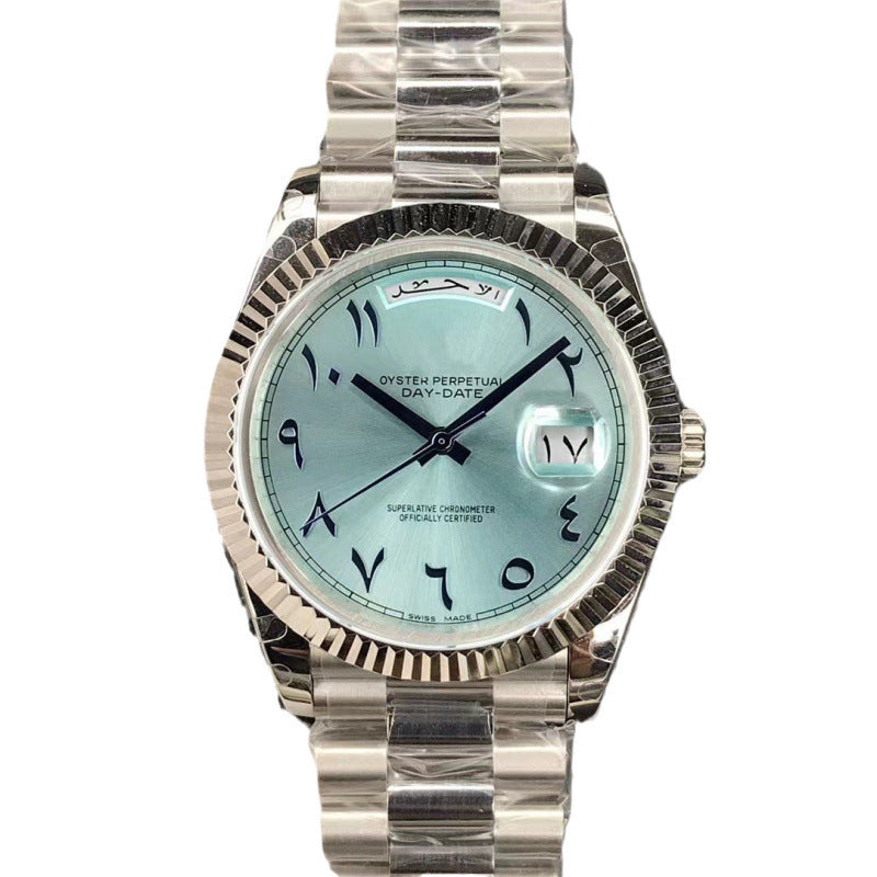 Automatic mechanical watch with double calendar day display