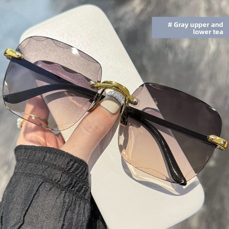 Frameless beveled sunglasses