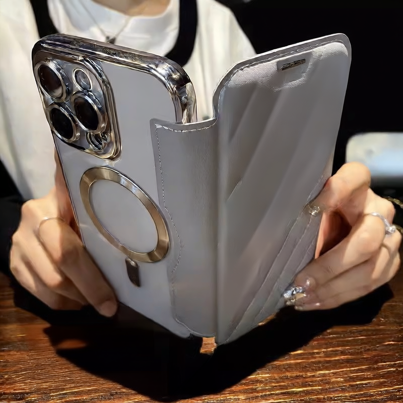 Magnetic Flip Card Leather Case