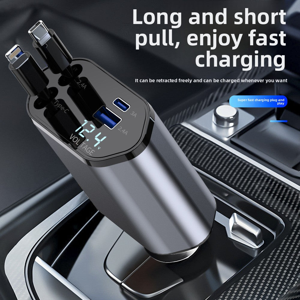 C6 one-to-four mobile phone car charger 120W super fast charging star sky top projection lamp telescopic line