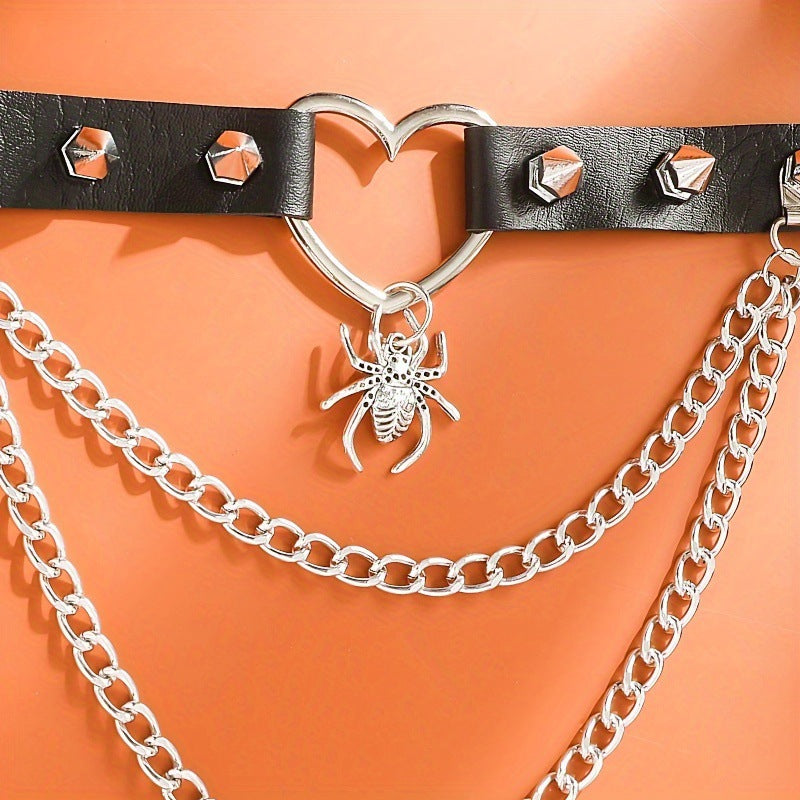 Black Punk Rock PU Collar Necklace for Women