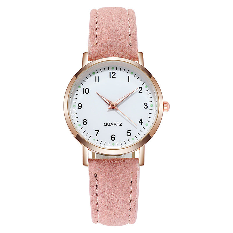 Ladies' quartz watch with brushed leather