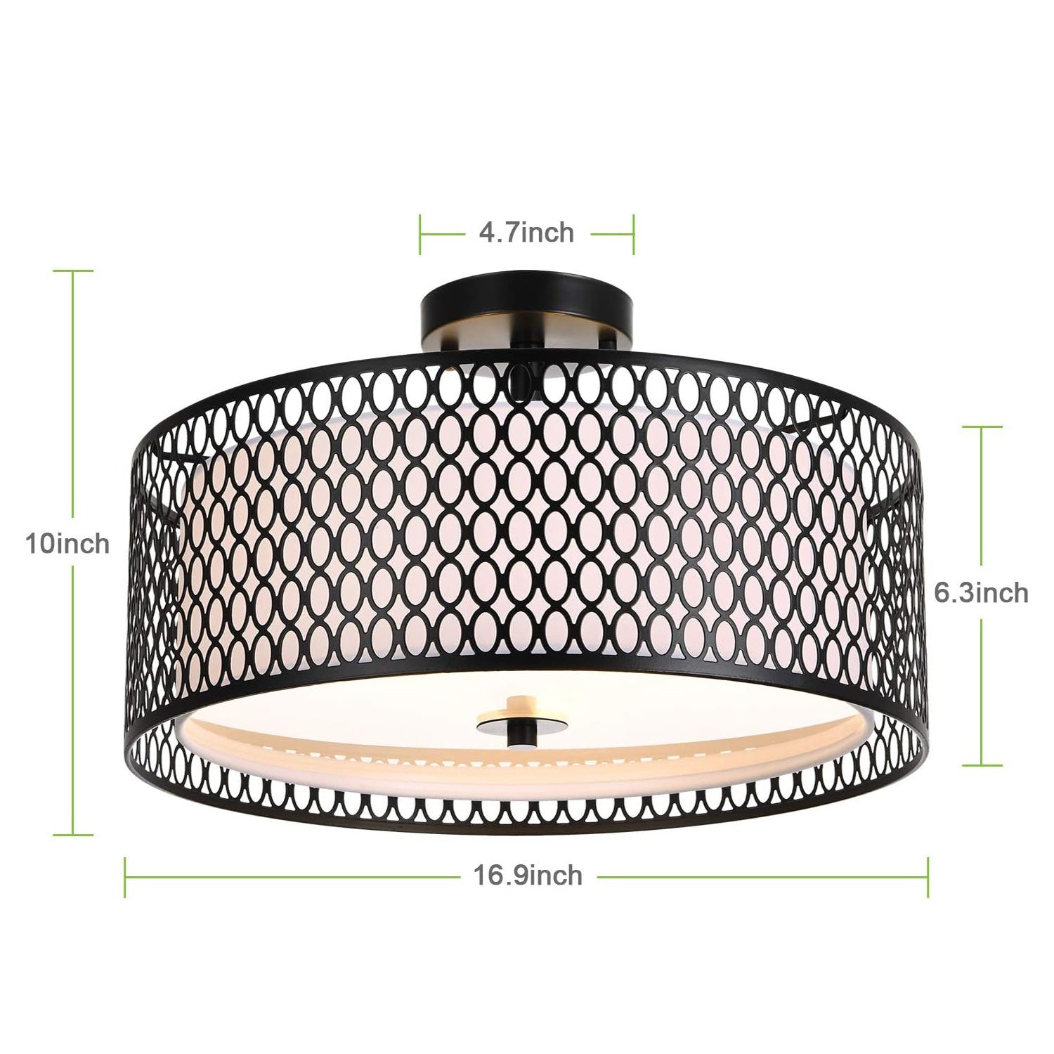 Double-layer black iron mesh circular lamp