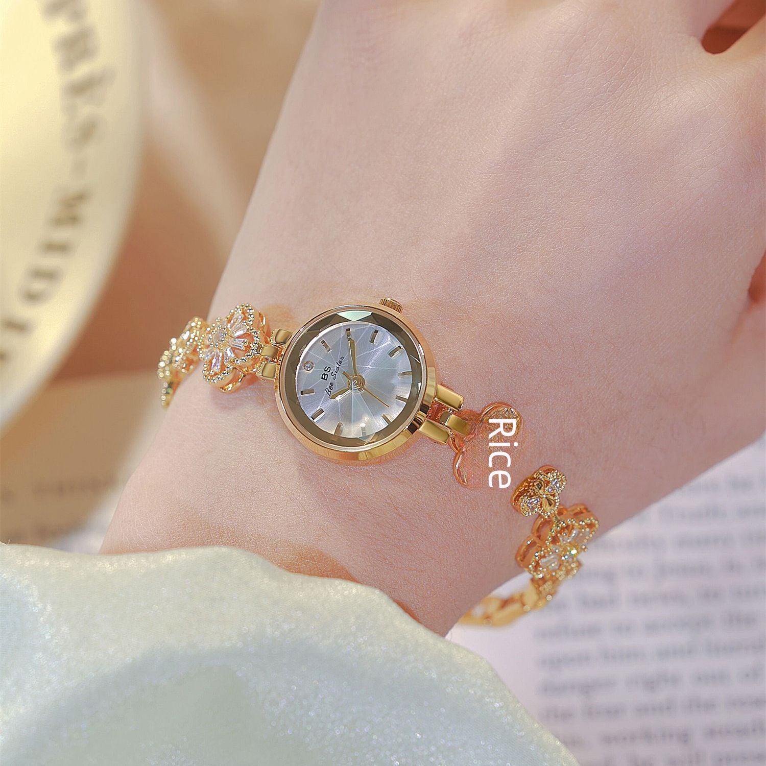 BS Four-leaf Clover Lucky Zircon Women's Chain Watch