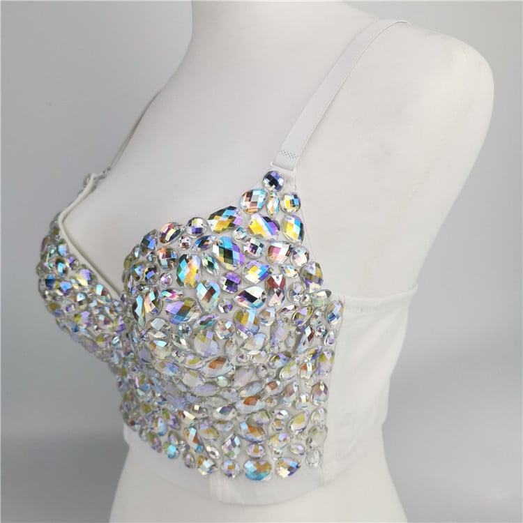 Colorful diamond strapless halter top
