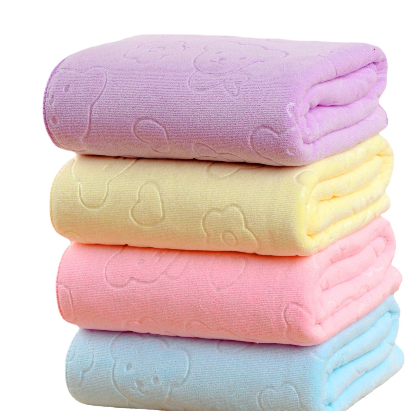 Microfiber Embossed Bear Bath Towel