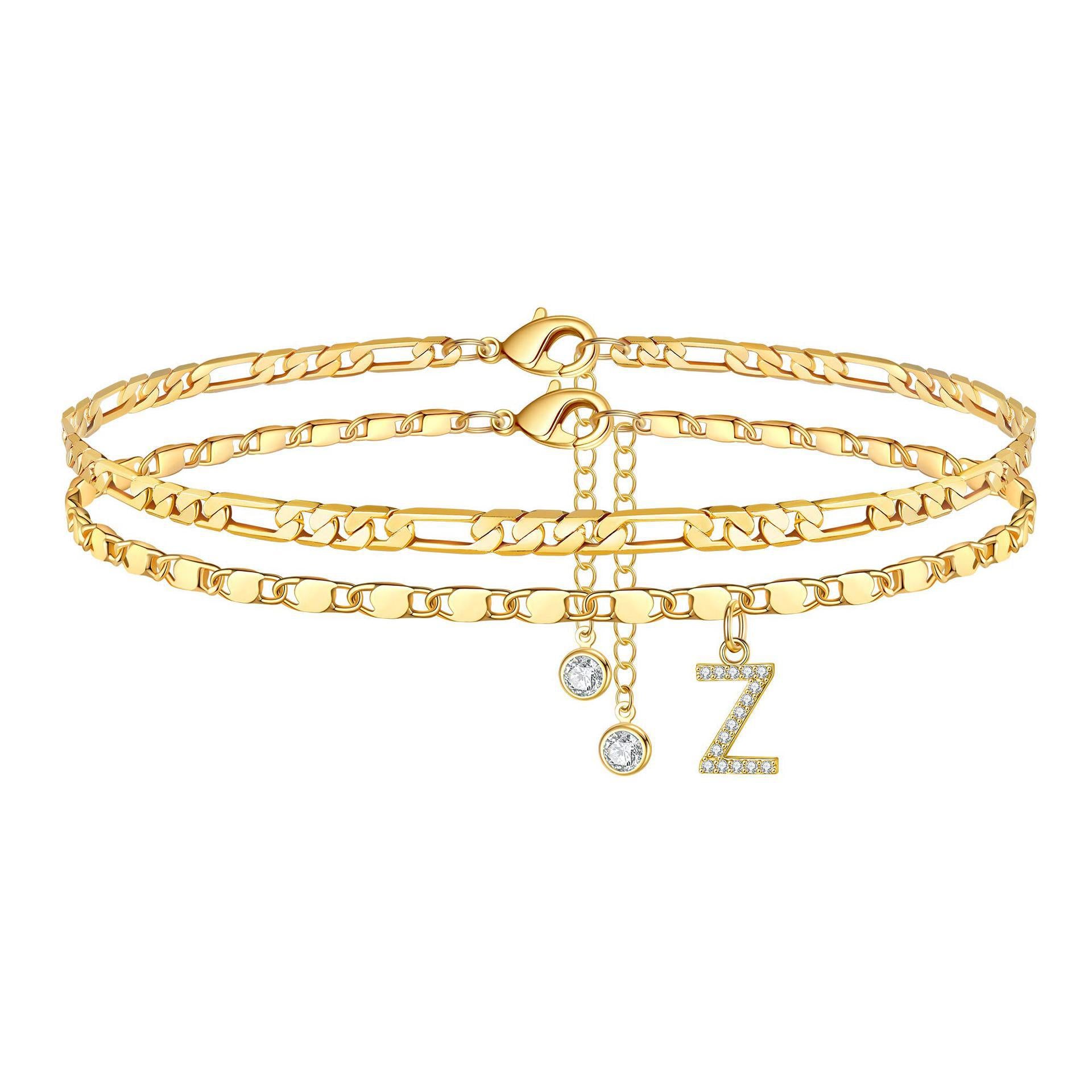 Bohemian Zircon Plated Alphabet Anklet