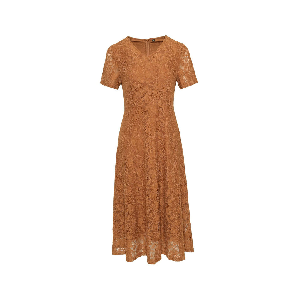 A figure-hugging lace dress