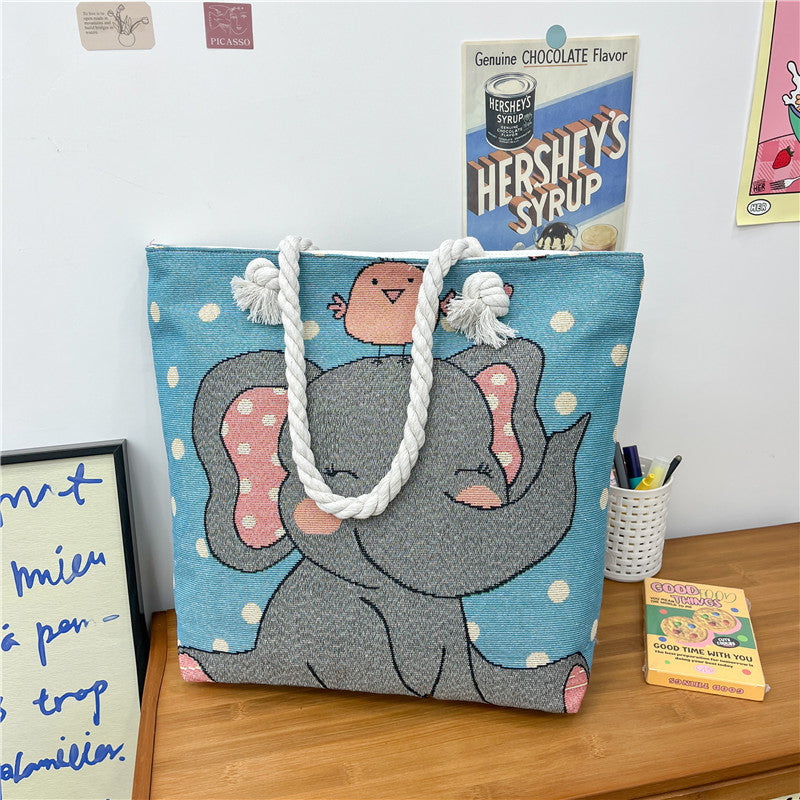 Canvas shoulder bag, simple tote bag for tutoring/study