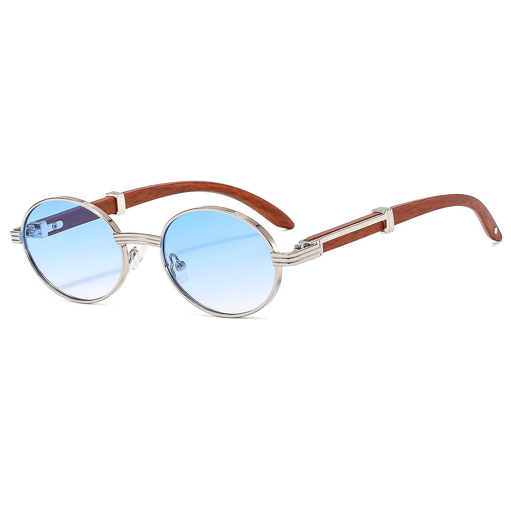Wood-Grain Print Sunglasses UV Protection