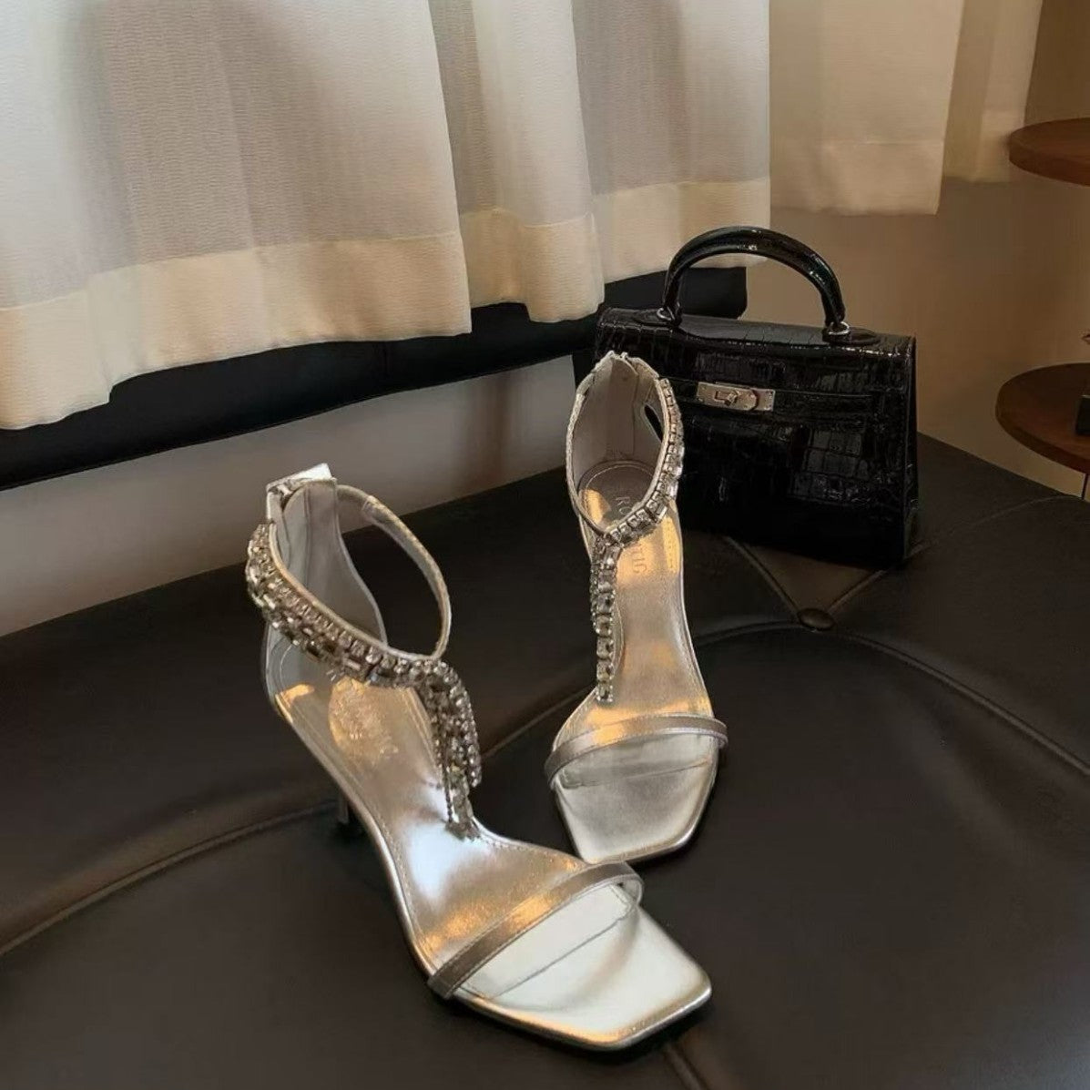 French Rhinestone High Heels