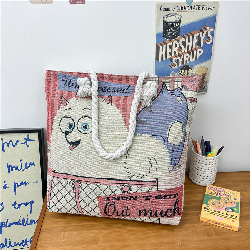 Canvas shoulder bag, simple tote bag for tutoring/study