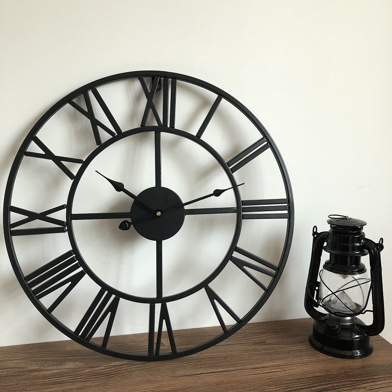 Retro Wrought Iron Wall Clock with Quartz Movement