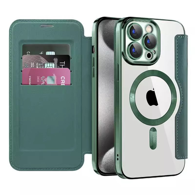 Magnetic Flip Card Leather Case