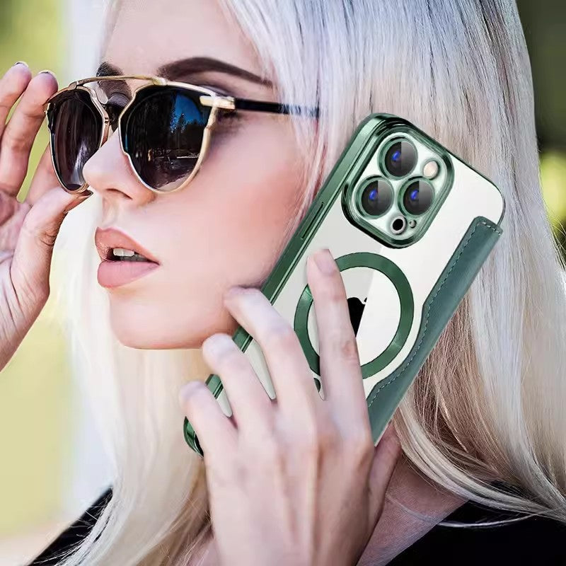 Magnetic Flip Card Leather Case