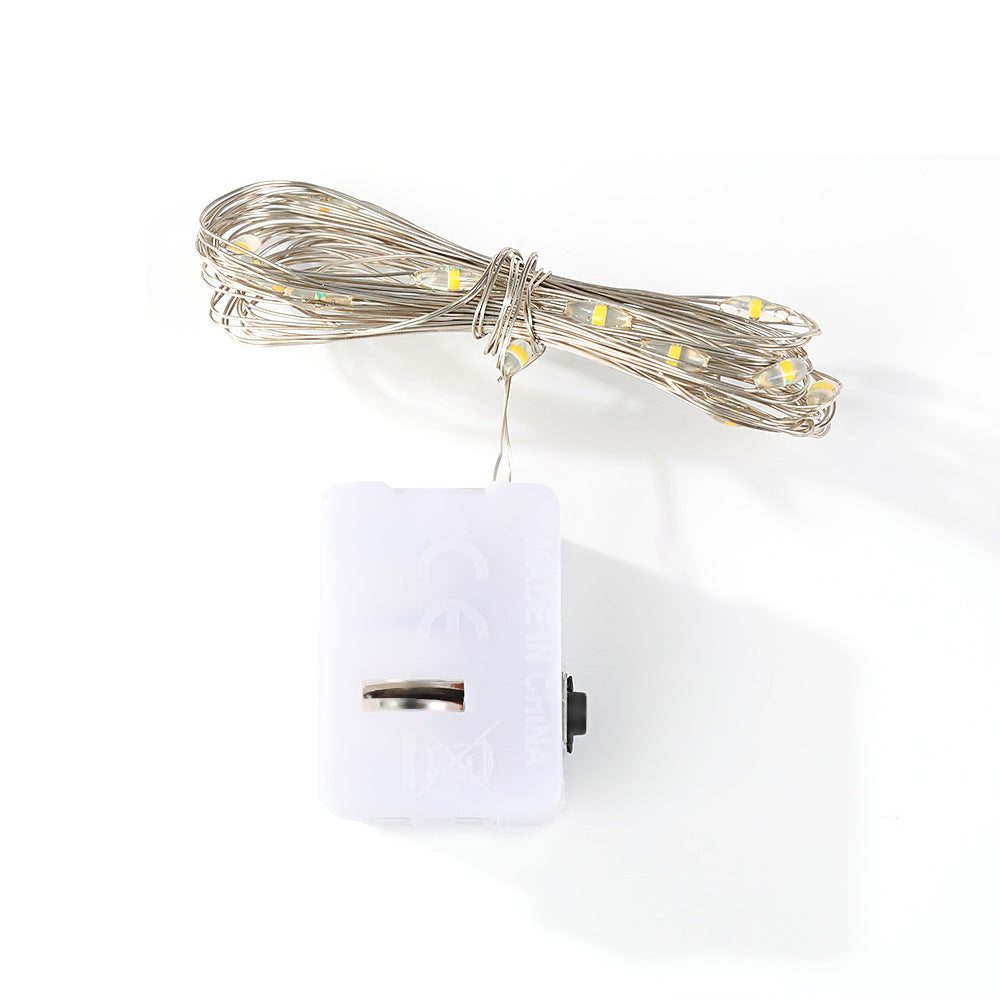 Led Copper Wire String Lights Three-gear LED Small White Box String Lights Express Gift Box Wave Ball Decorative Atmosphere Layout