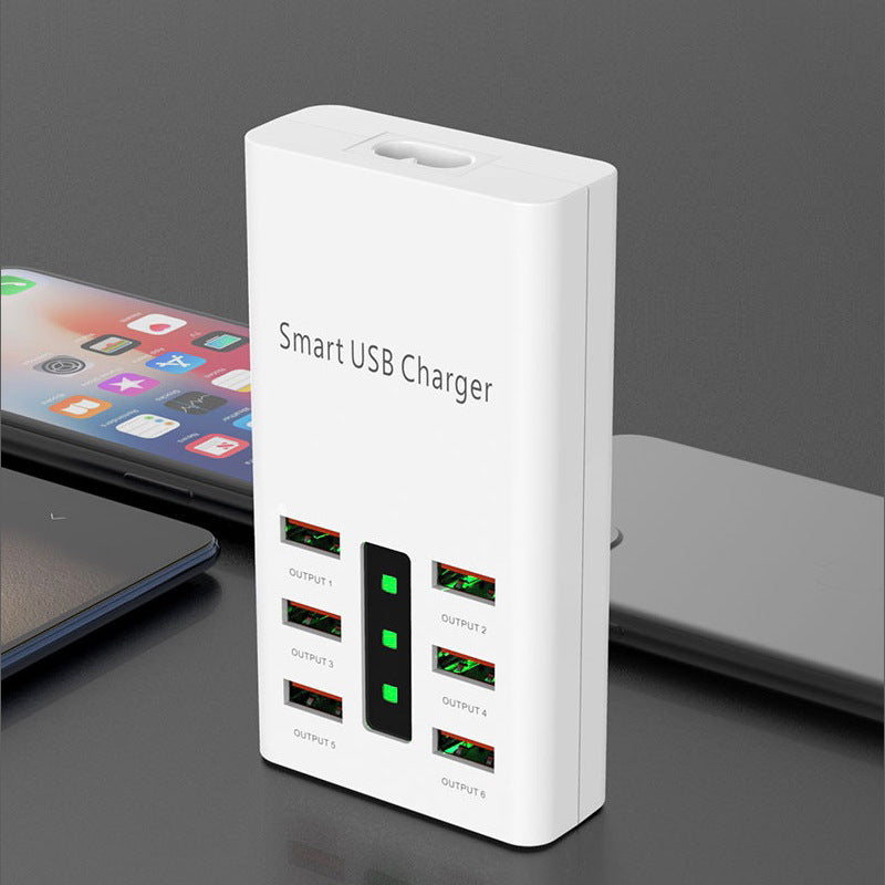 6-Port 30W USB Charger with Multiple Plug Standards