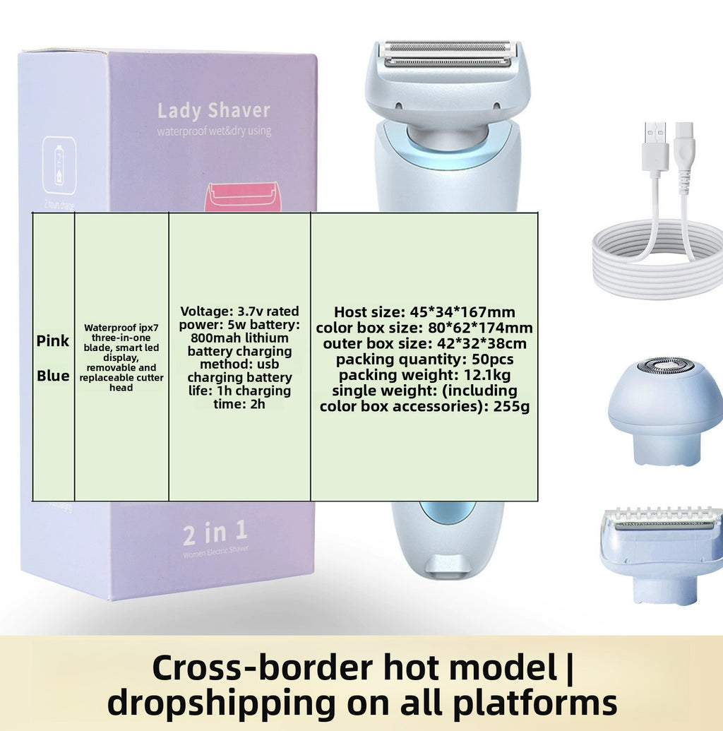 Double-Head Rechargeable Electric Shaver for Women