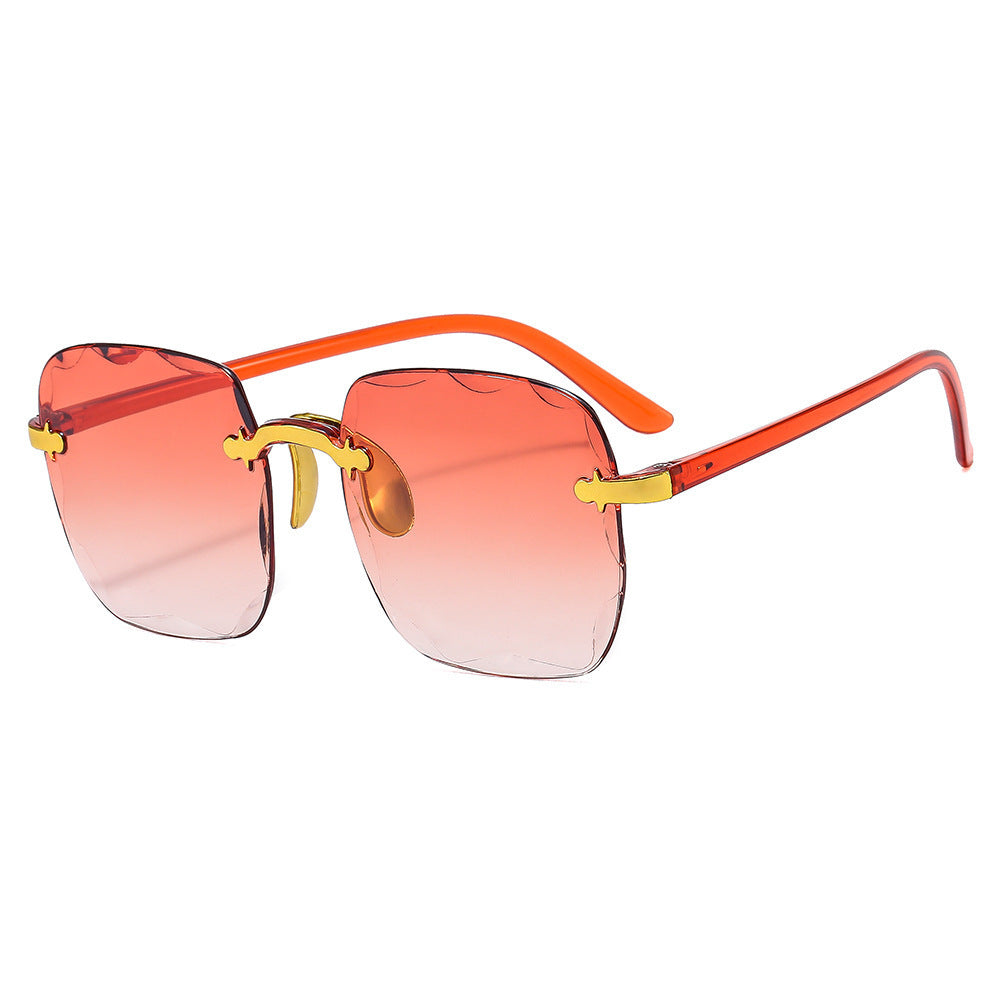 Frameless beveled sunglasses