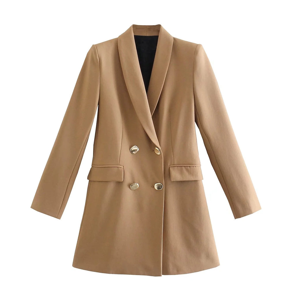 A double-breasted, stylish and fitted suit jacket