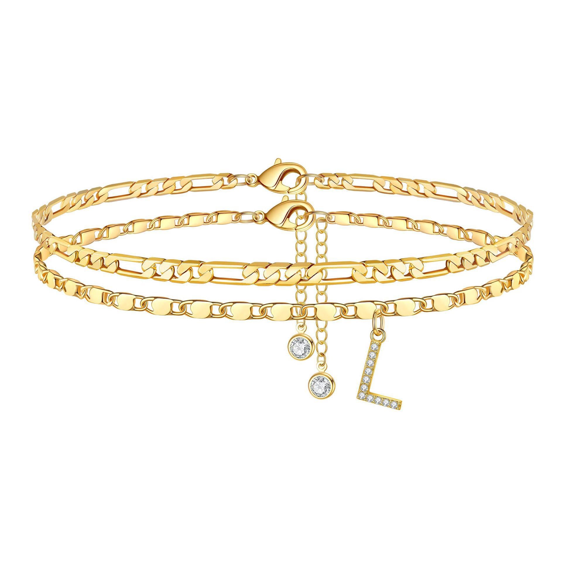 Bohemian Zircon Plated Alphabet Anklet