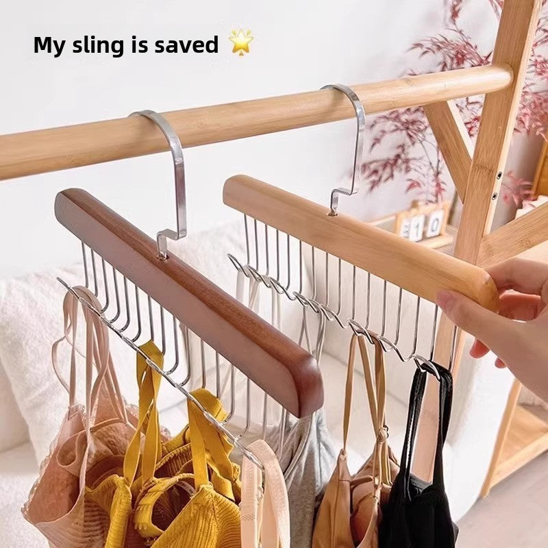 8-hook wooden clothes hanger