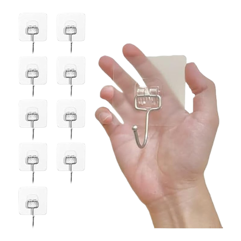 Metal large hook with strong adhesive and no need for drilling holes