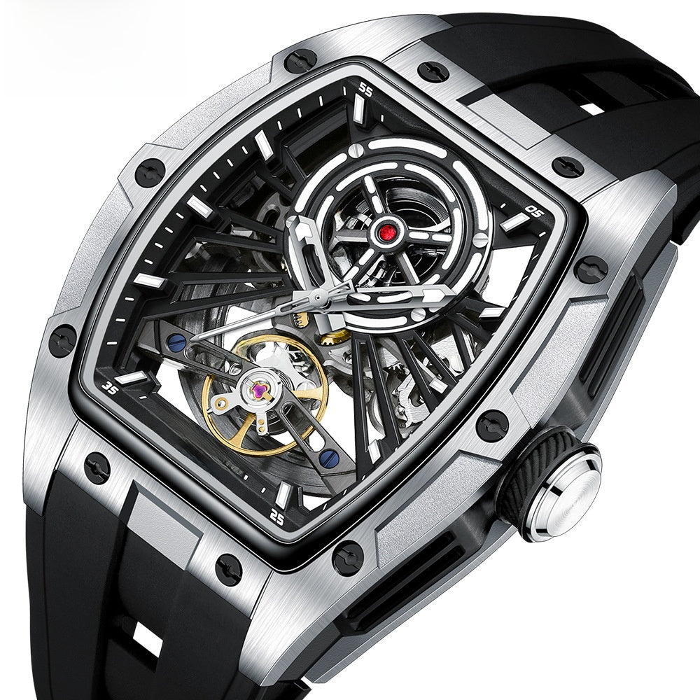 Fully hollowed-out automatic mechanical watch