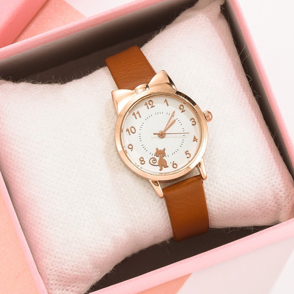 Kids Waterproof Quartz Watch with Bracelet, Cute Girl's Fashion Watch, Korean Style