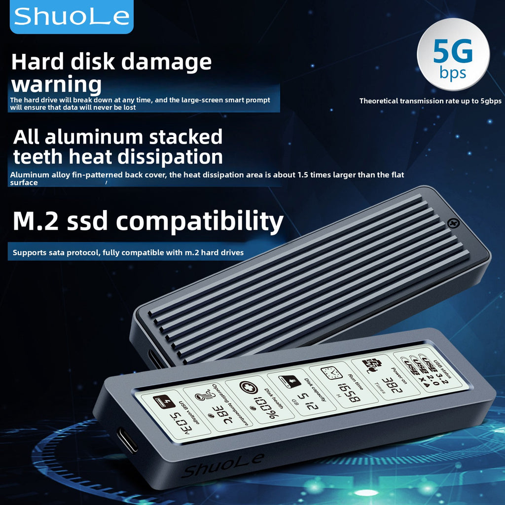 M.2 Smart Screen Display SSD Enclosure USB