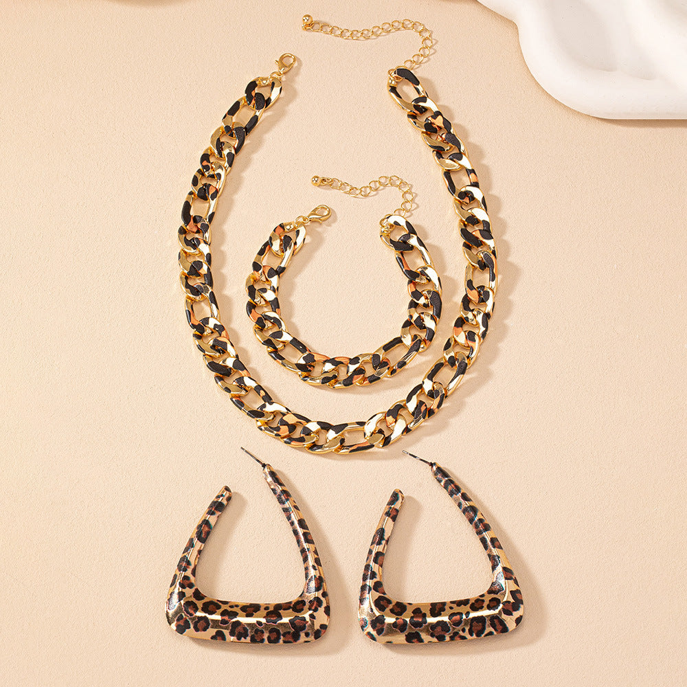 Geometric Triangle Earrings Necklace Bracelet Set