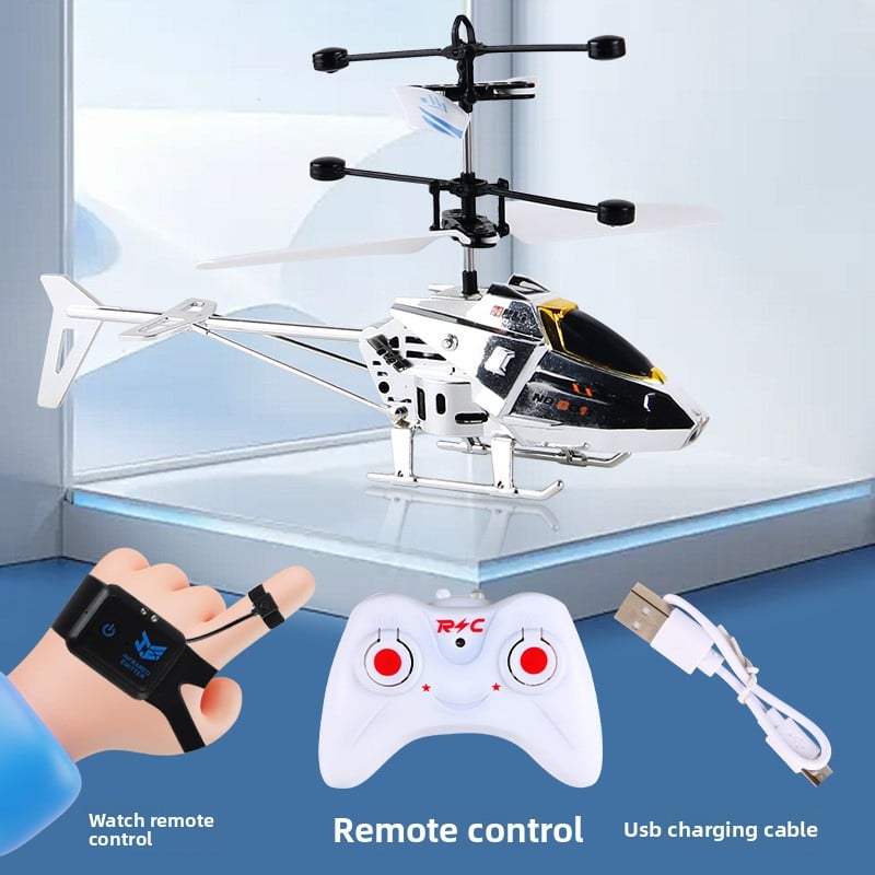 Alloy remote-controlled helicopter, shockproof and anti-collision aircraft with light toy
