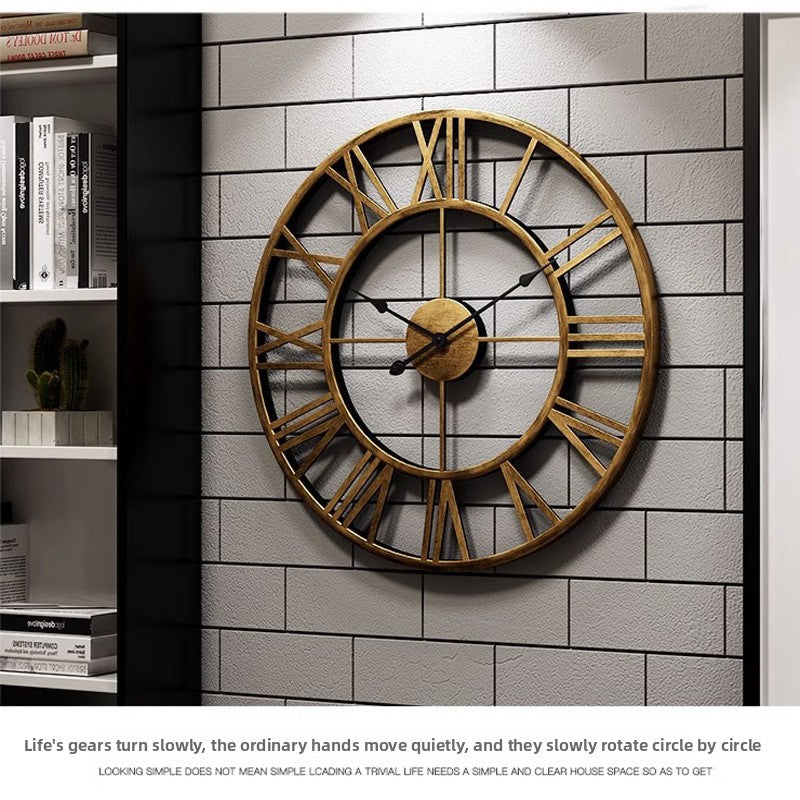 Retro Wrought Iron Wall Clock with Quartz Movement