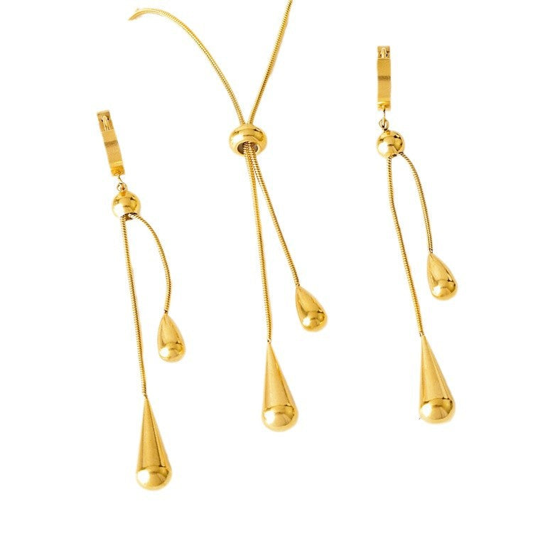 Gold-Plated Tassel Earrings and Necklace
