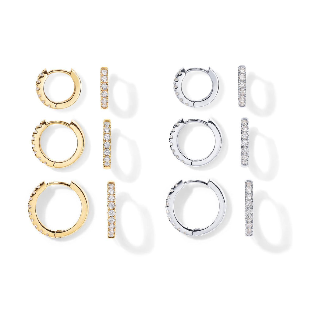 Copper-plated genuine gold round zirconia earrings