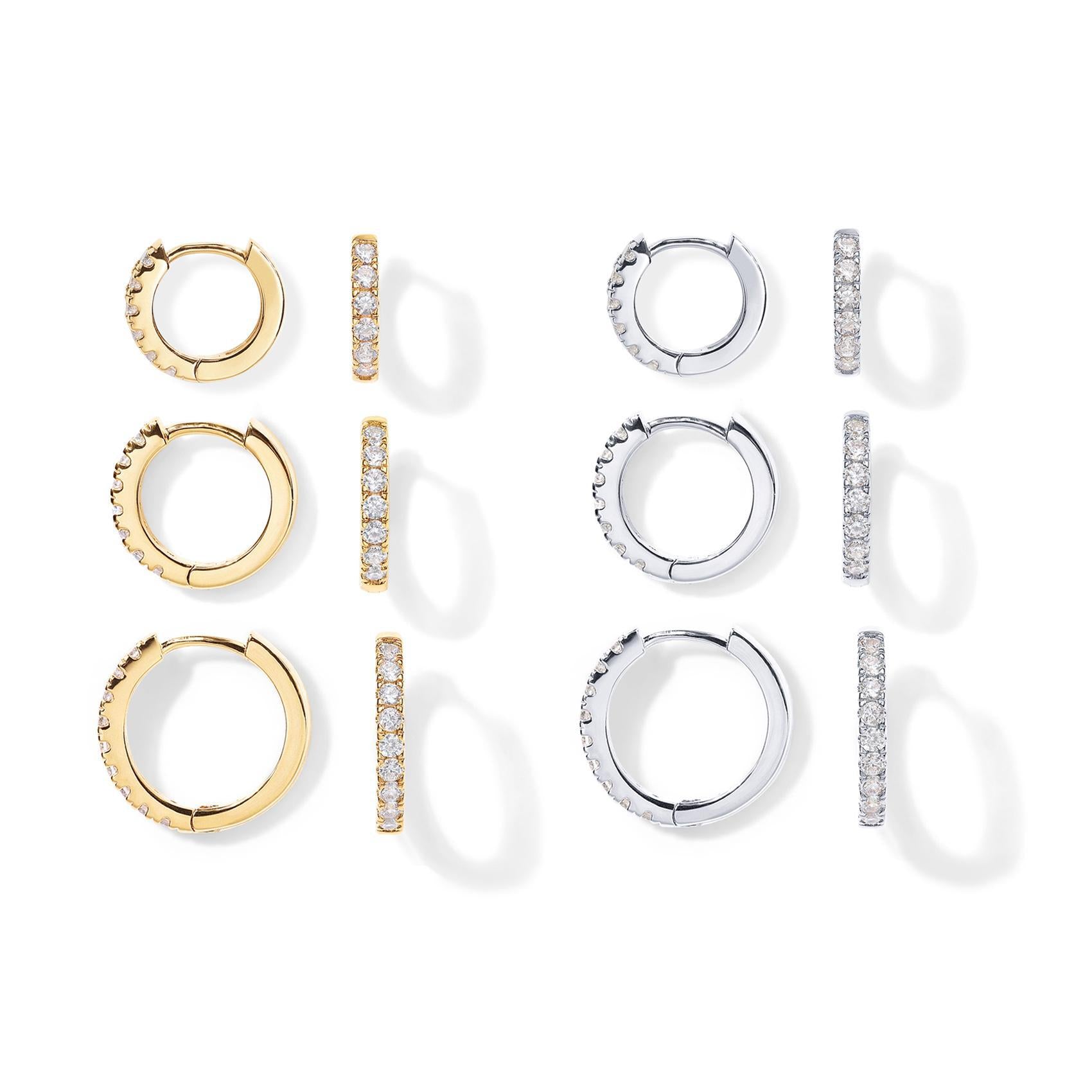 Copper-plated genuine gold round zirconia earrings