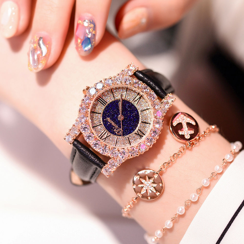Diamond Starry Sky Women's Leather Strap Watch