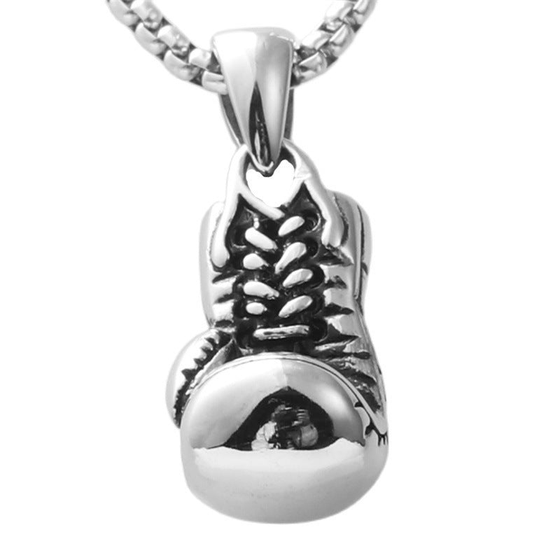 domineering double wolf head titanium steel pendant necklace