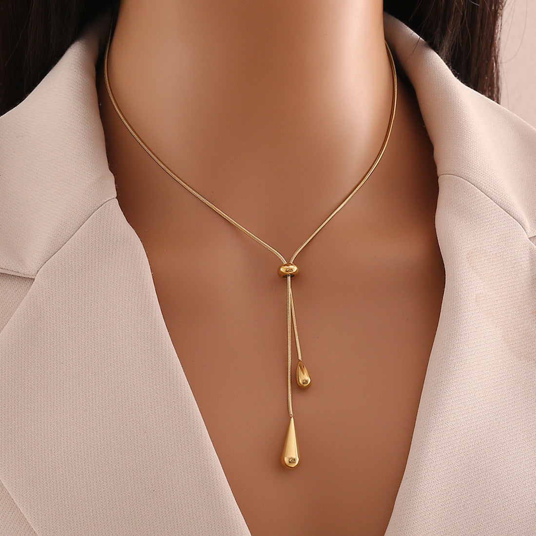 Gold-Plated Tassel Earrings and Necklace