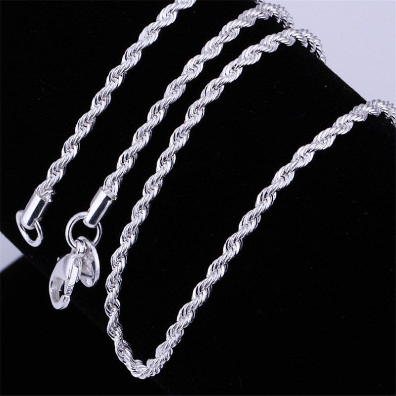 Silver Plated Twist Rope Necklace