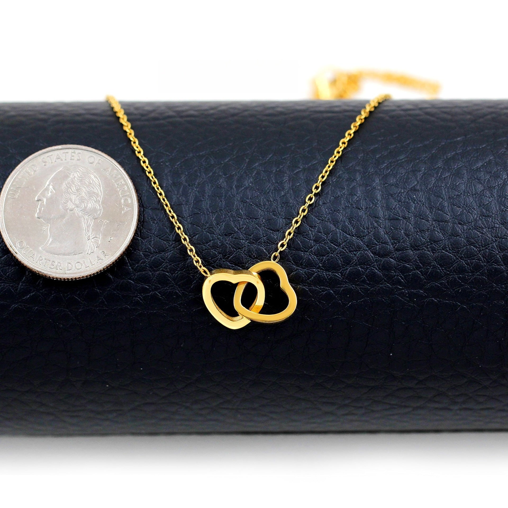 Double Heart Engraved Flip Rotating Necklace with Gift Box